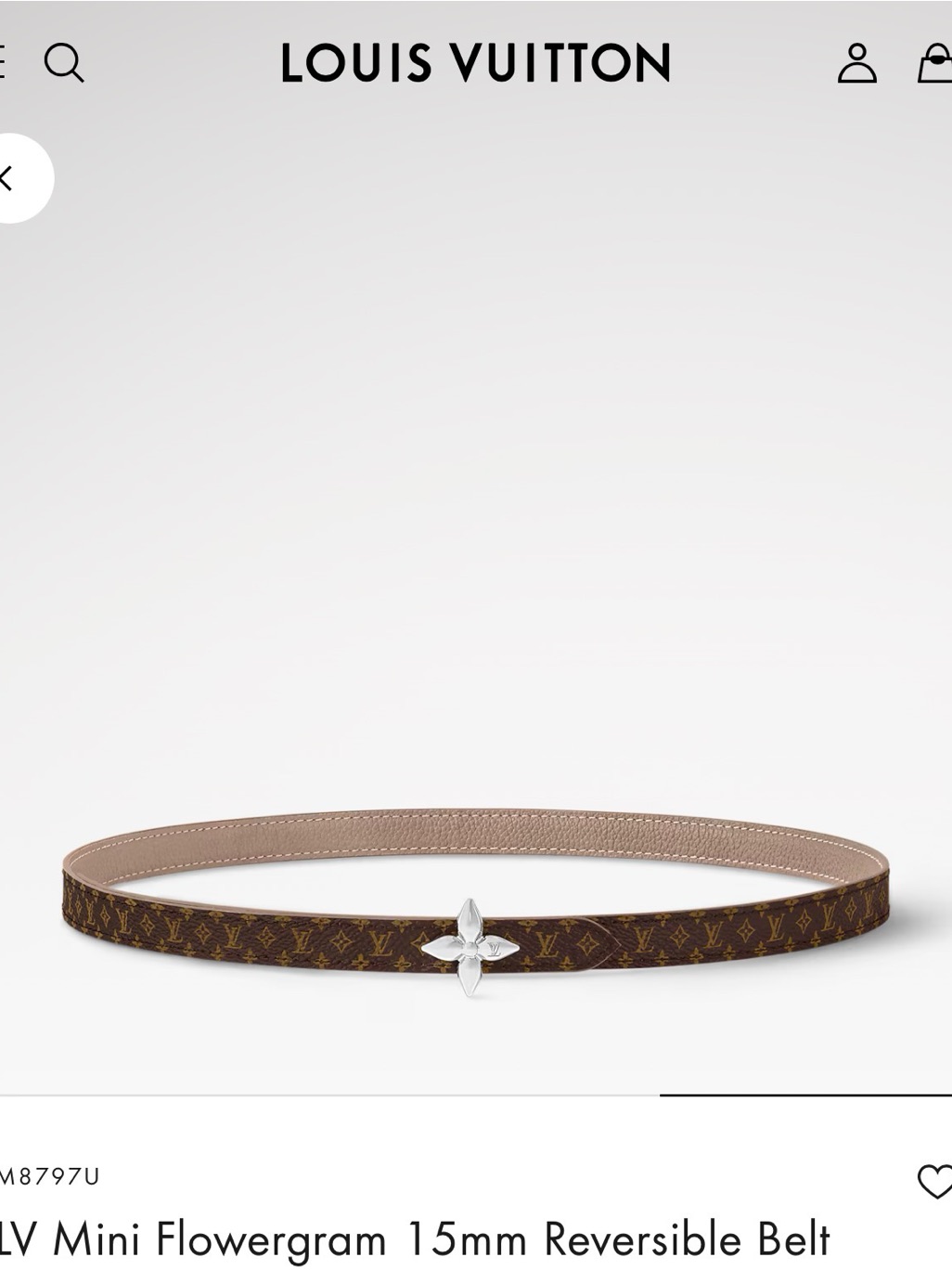 Louis Vuitton Reversible Mini Flowergram Belt In Brown And Beige
